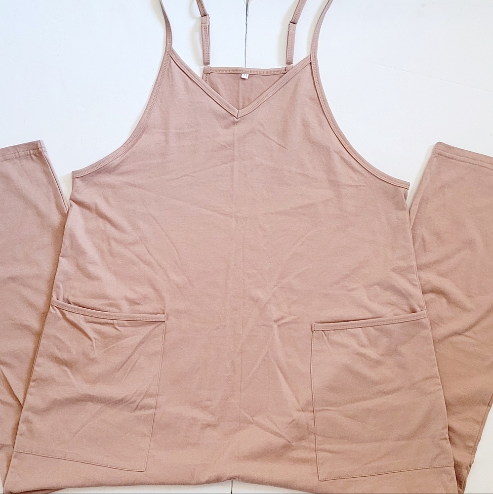 NWOT Tan Sleeveless Jumpsuit w/ Pockets